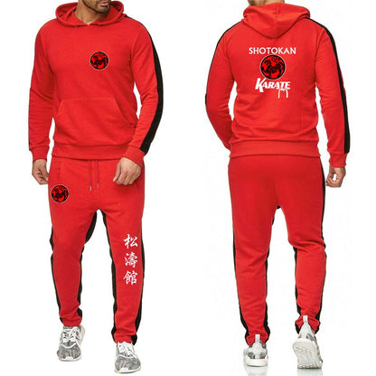 Shotokan Karate 2022 Men's New Solid Color Hooded Sweatshirts Fashion Pullover Top+Sweatpants Casual Jogging Fitness Sports Suit