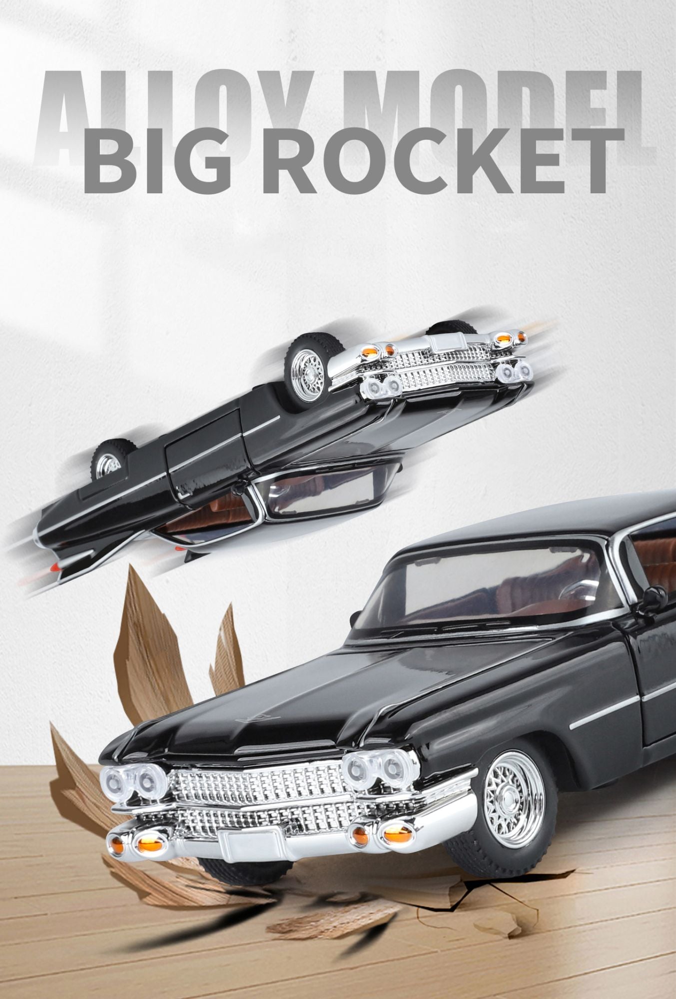 1:32 Cadillac Eldorado Biarritz Classic Retro Car Carro de Brinquedo em Metal Fundido com Som e Luz para Colecionar Puxar para Trás Hobby