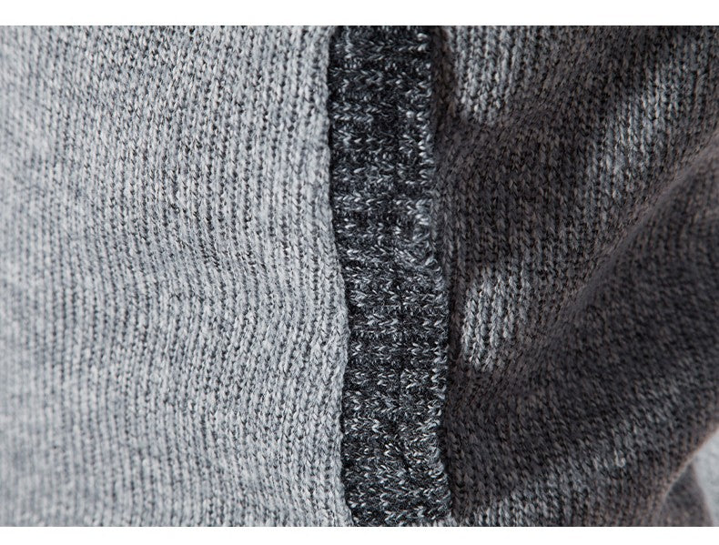 New Winter Men's Patchwork Jacket Knitted Coat Fashion Cardigan Outerwear Long Sleeves Casual Thick Slim Warm Zipper Coats