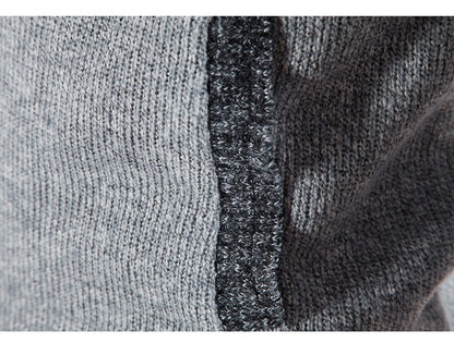 New Winter Men's Patchwork Jacket Knitted Coat Fashion Cardigan Outerwear Long Sleeves Casual Thick Slim Warm Zipper Coats