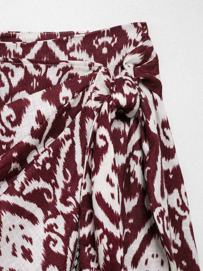 Zevity Women Fashion Totem Print Colorful Beading Tassel Mini Sarong Skirt Faldas Mujer Female Chic Back Zipper Vestidos QUN9282