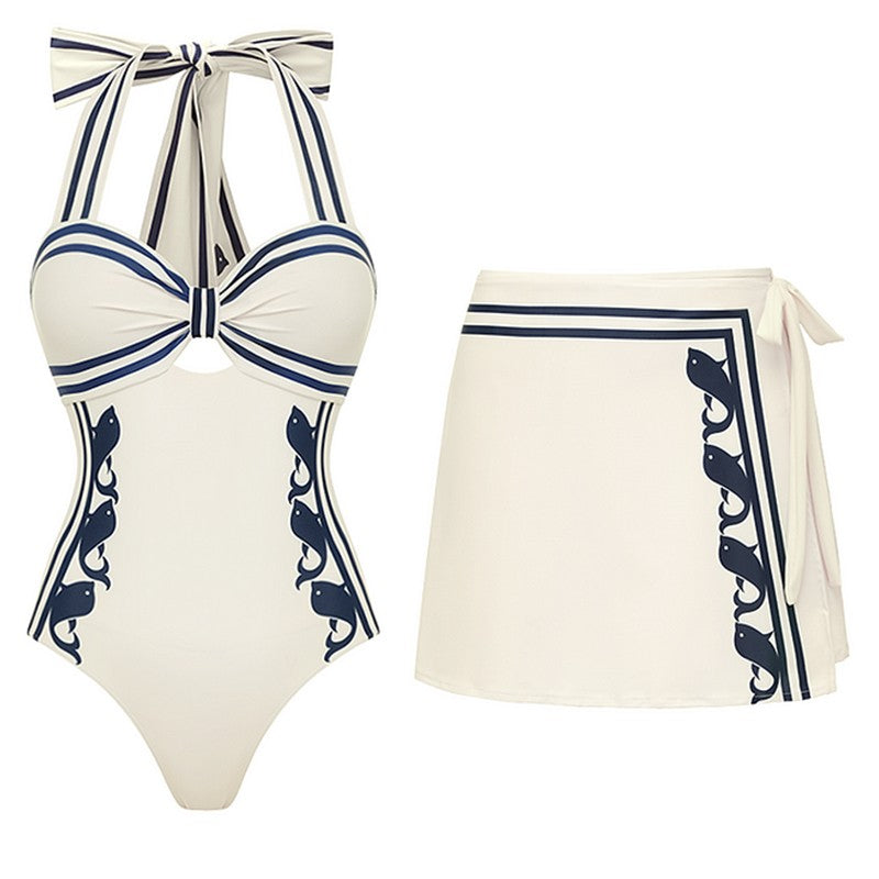 Women Sexy One Piece Swimsuit Cover Up Hollow Swimwear Women Off Shoulder SwimSuits Patchwork Bathsuit Belt Bodysuit Beachwear