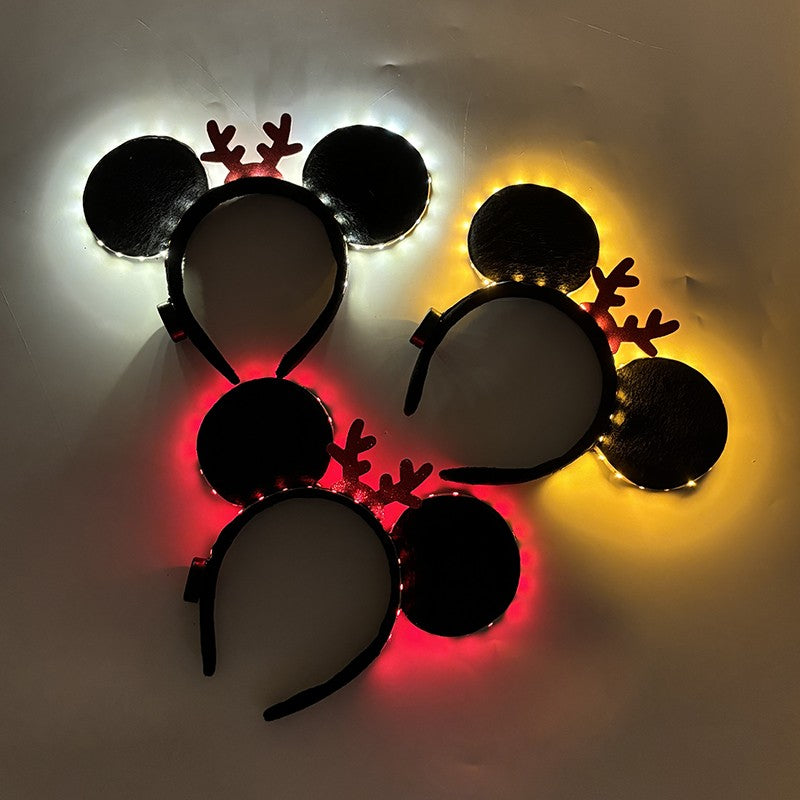 1/2pcs LED Glowing Neon Mouse Ears Headband Girls Festival Headbands Mickey Hairband Children Birthday Party Hair Accessories