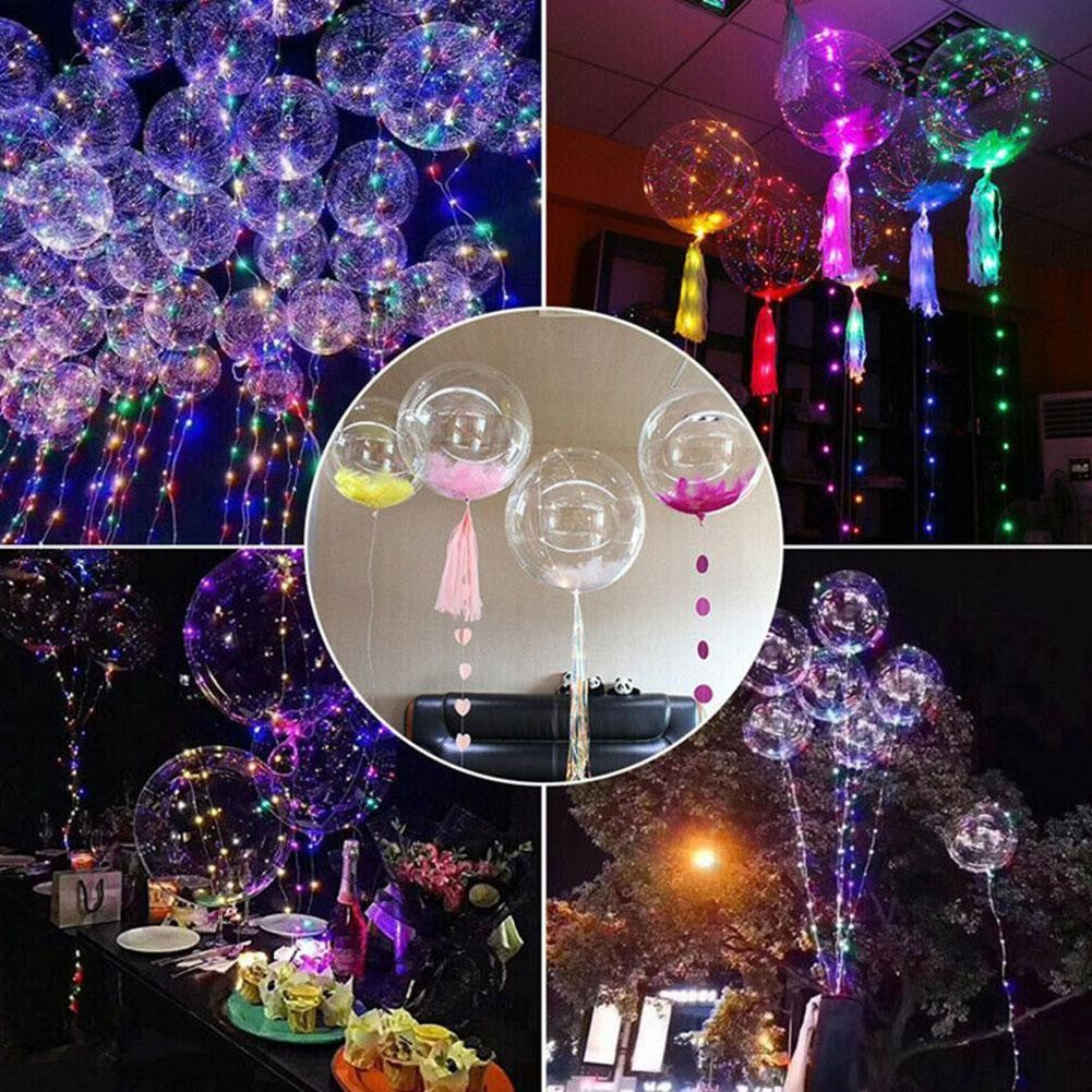 3set Transparent Led Balloons Light Up Balloons With Light Strap Bobo Balloons For Party Birthday Anniversary Wedding Decoration