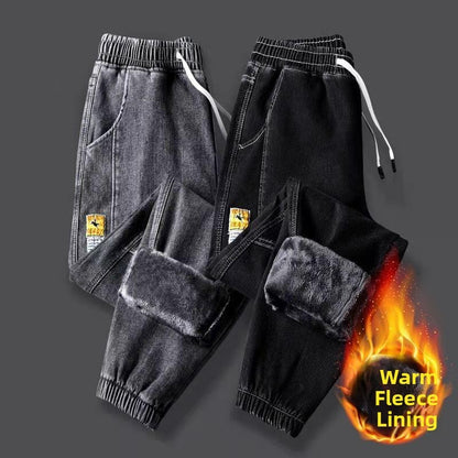 Men's Workwear Jeans Loose Fit Thiened Fce Lined Durable Construction Site Work Clothes Harajuku Sle Long Pants