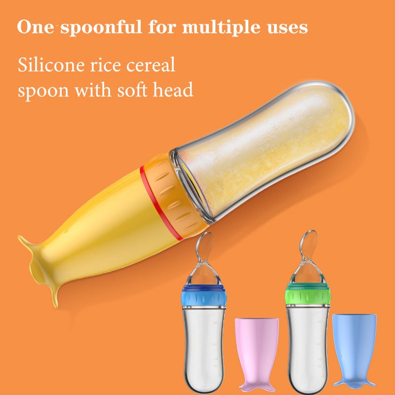 Silicone BabyFeeding Spoon Silicone Food Supplement Children's Rice Paste Bottle Babies accessories newborn Toddler Baby Goods