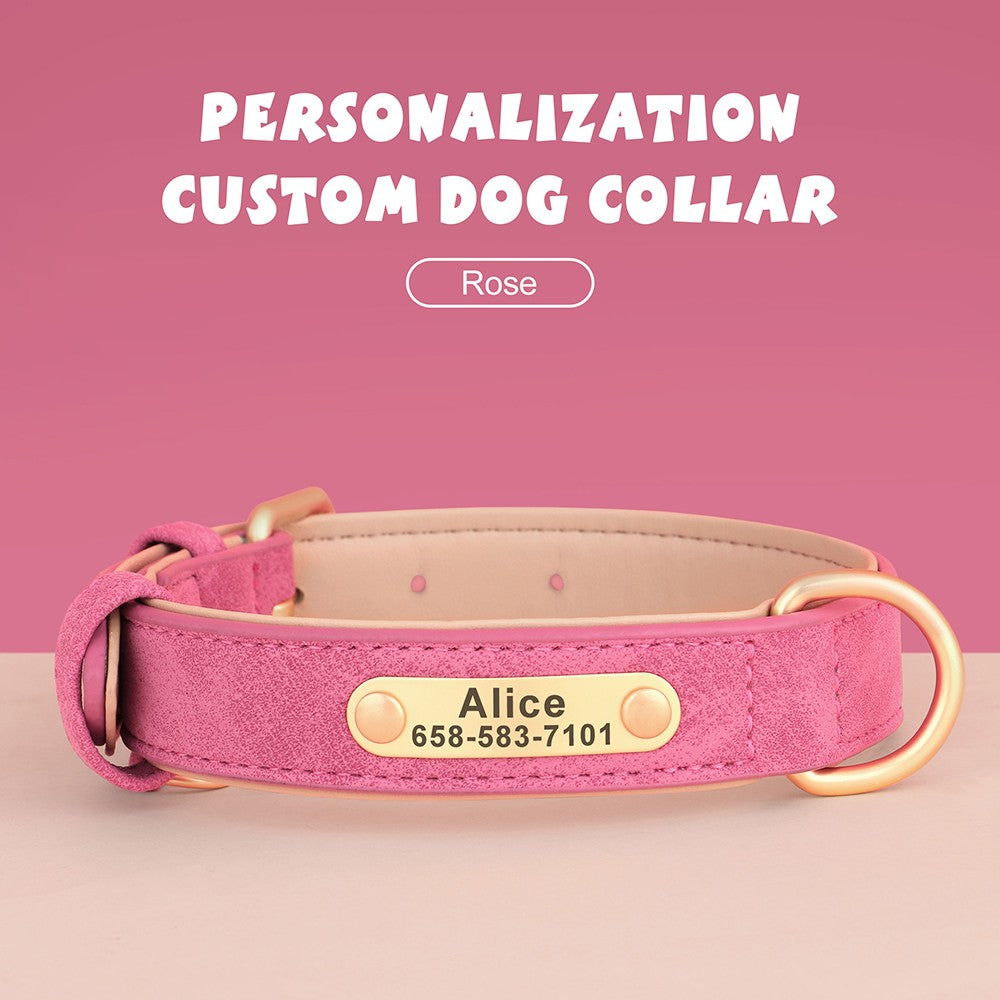 Coleira de Cachorro Personalizada com Gravação Grátis em Couro PU para Cães Pequenos, Médios e Grandes