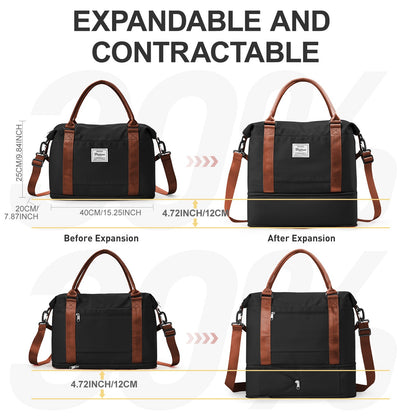 Travel Bags for Women Men, Expandable Handbag Travel Duffle Bag for Plane Ryanair 40x20x25 Cabin Weekend Bag Gym Bag Sports Bag