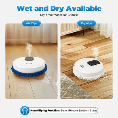 Intelligent Mop Robot - 2 in 1 Wet and Dry Robot for Wooden and Tile Floors, Quiet (60 dB), 30 Minutes Operating Time