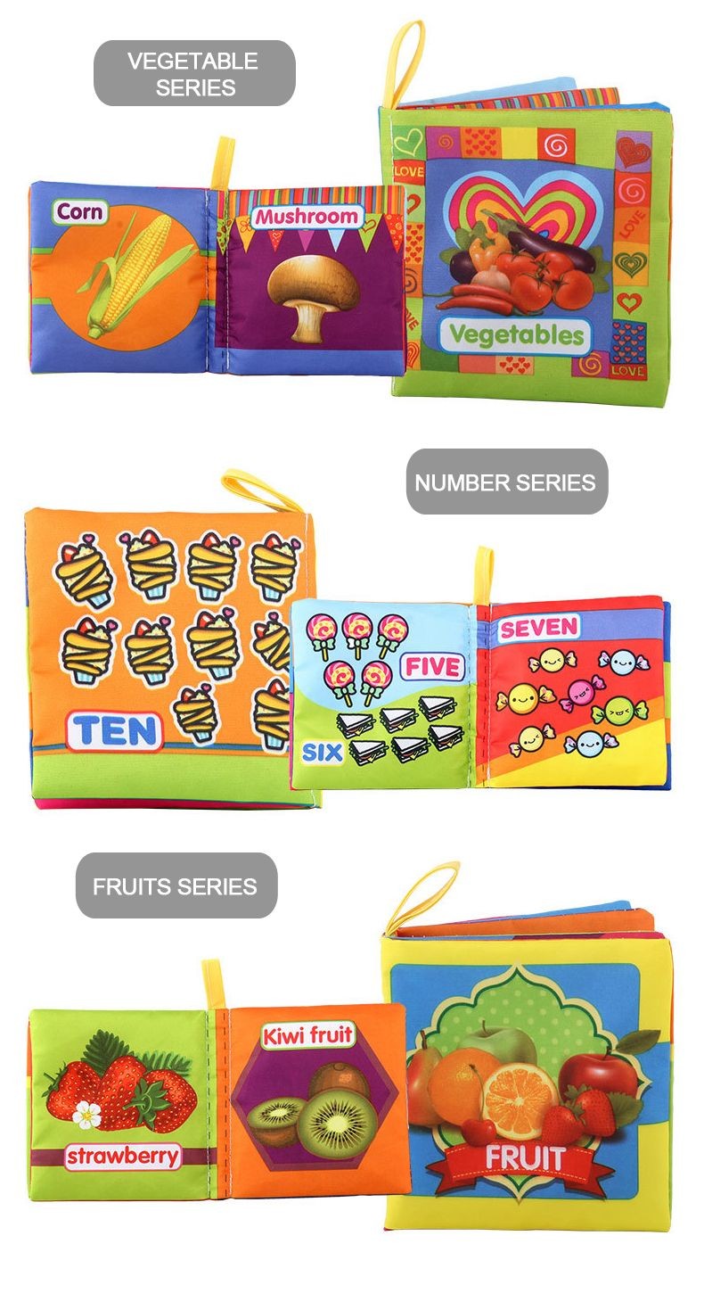 Livro de Pano Macio para Bebês 0-36M Brinquedo de Aprendizagem Precoce Interativo para Pais e Filhos Brinquedo Educativo Montessori de Marionete Presente para Meninos e Meninas