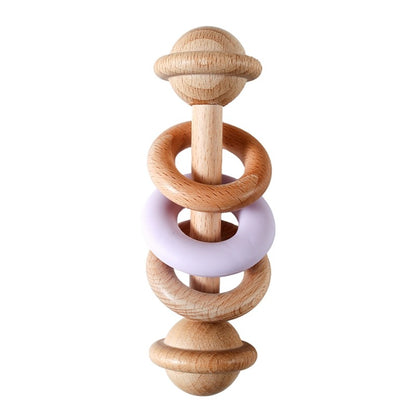 1Pc Baby Wooden Rattle Teether Toys Beech Wooden Ring Star Hand Music Rattle Teething Baby Toys Montessori Toys For Kids Gift