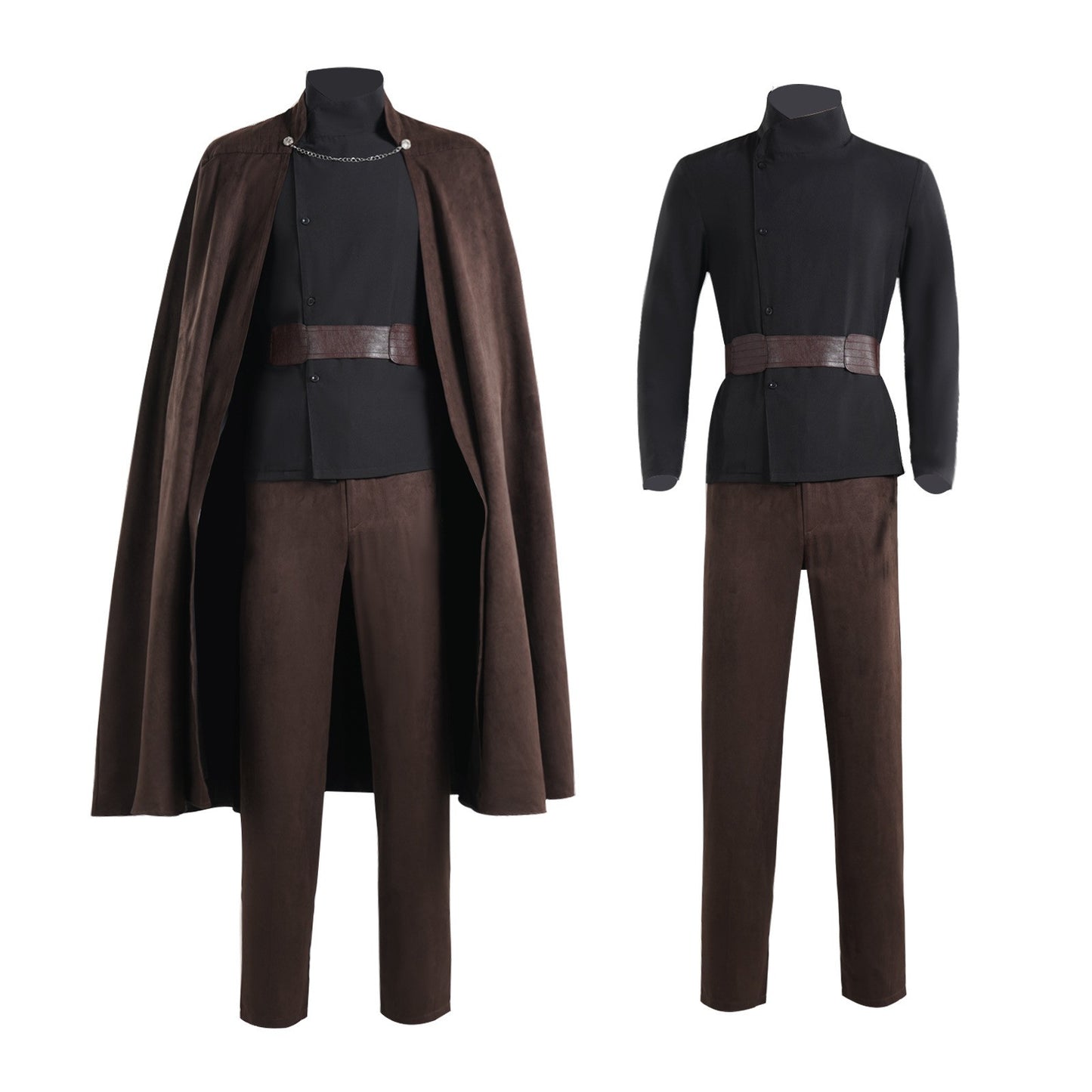Adult Count Dooku Cosplay Full Set Jedi Brown Cloak Tunic with Belt Count Dooku Halloween Uniform for MenNaobciu