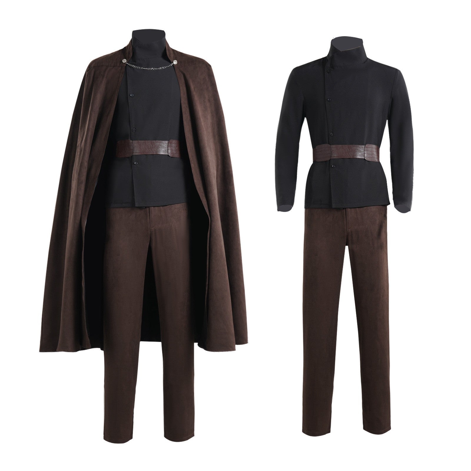 Adult Count Dooku Cosplay Full Set Jedi Brown Cloak Tunic with Belt Count Dooku Halloween Uniform for MenNaobciu