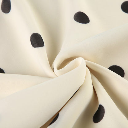 BIIKPIIK Casual Women Polka Dot Skirts Lettuce Trim Beige Elegant Midi Skirts St