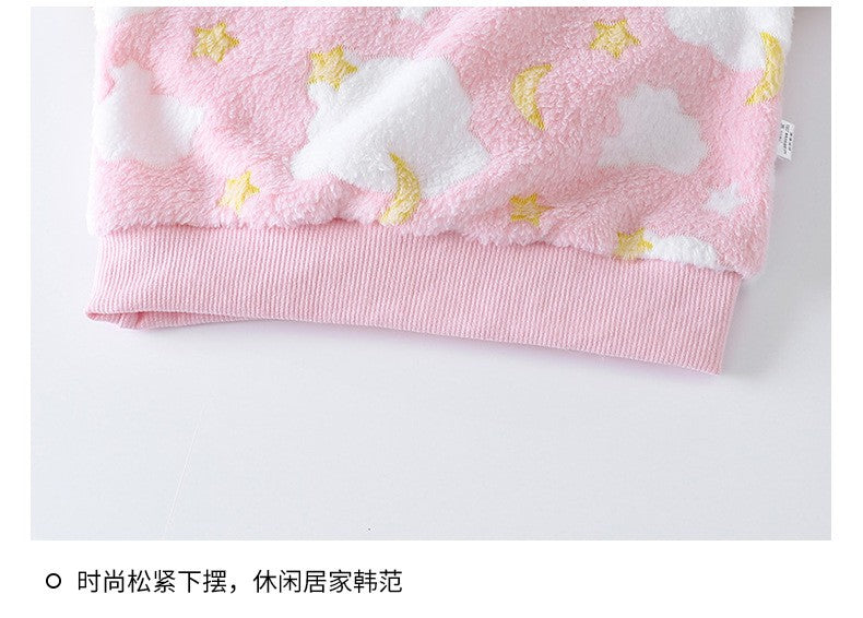 Autumn Winter Sleepwear Flannel Pajamas For Girls Boys Long Sleeve Tops+Pants Suits Fashion Home Clothing Baby Kid Sleep Costume