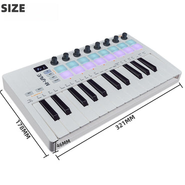M-VAVE SMK-25 II Teclado Controlador MIDI Pad USB Mini 25 Teclas, 16 Pads de Bateria RGB, 8 Knobs e Produção Musical, Software Incluído