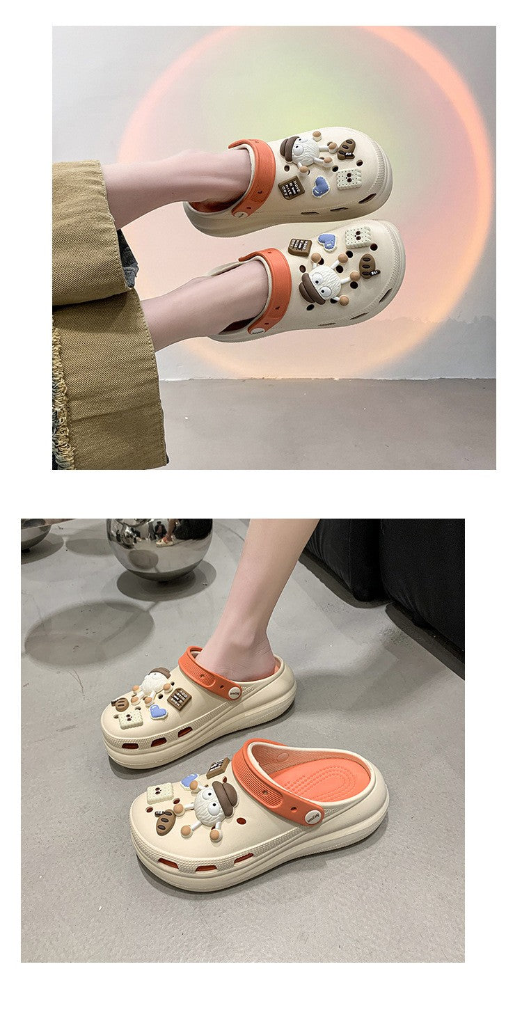 Fashion Diy Clogs Sandals Women 2024 Summer Chunky Platform Slippers Woman Thick Bottom Closed Toe Beach Slippers Mujer