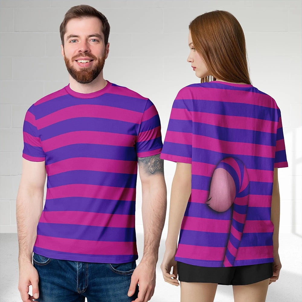 Alice In Wonderland Costume T-shirt Hearts White Rabbit Cheshire Cat Cosplay Shirt for Men Women 3D Printed Disney Halloween Tee