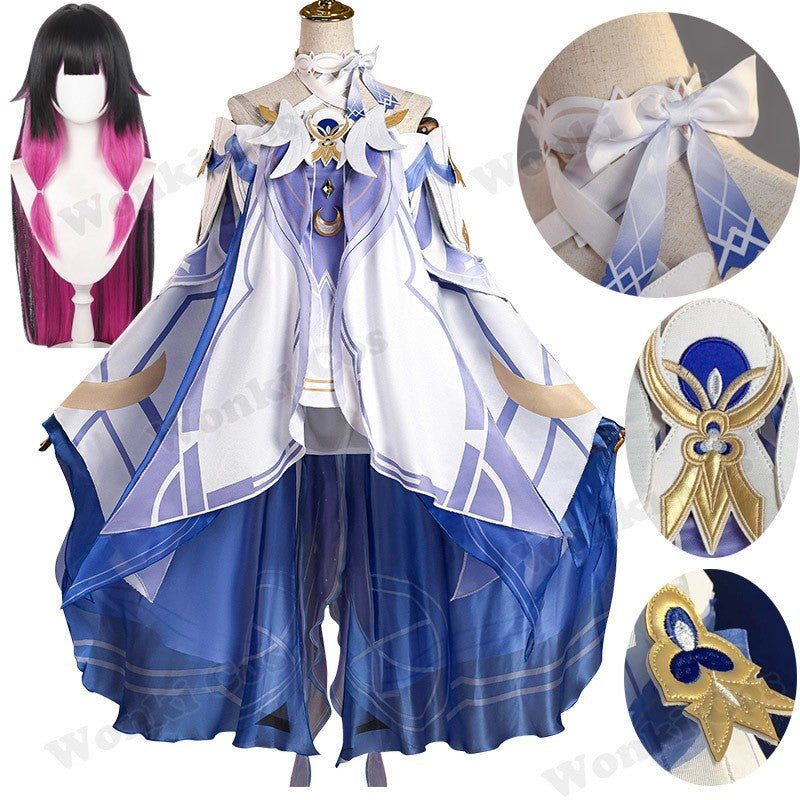 New Damselette Columbina Cosplay Costume Wig Game Impact Fatui  Cosplay Suits Women Role Play Party Dress Outfits