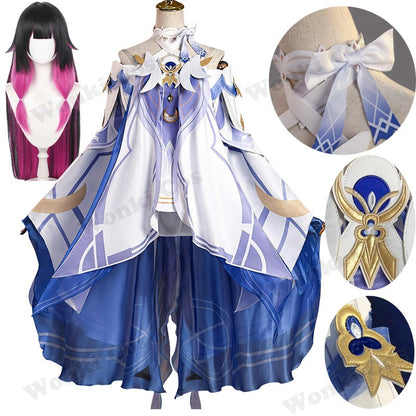 New Damselette Columbina Cosplay Costume Wig Game Impact Fatui  Cosplay Suits Women Role Play Party Dress Outfits