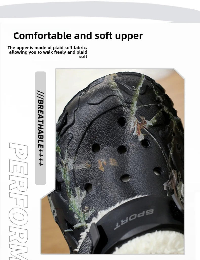 Men's Cotton Slippers Winter Thick Bottom Fleece Lined Warm Home EVA Comfortable Head Covered Slippers Roman Style Sandals