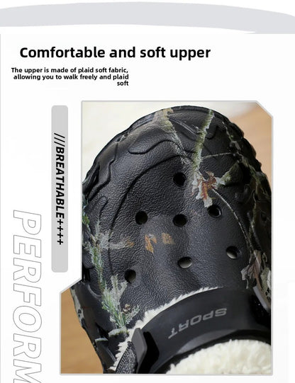 Men's Cotton Slippers Winter Thick Bottom Fleece Lined Warm Home EVA Comfortable Head Covered Slippers Roman Style Sandals