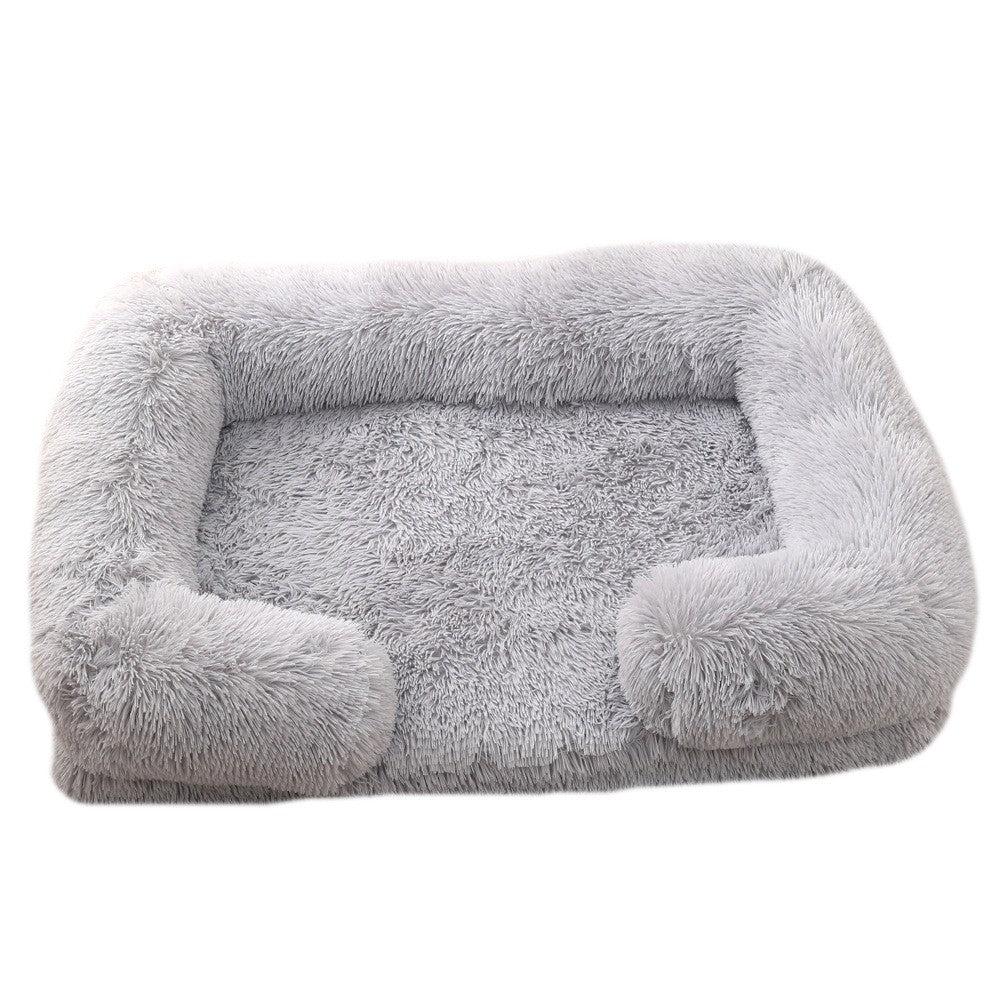 Cama para Cães Meia Volta Recheio Total, Sofá para Cães Grandes e Quente de Inverno, Cama Quadrada Macia para Gatos, Canil de Pelúcia, Acessórios para Casa de Filhotes