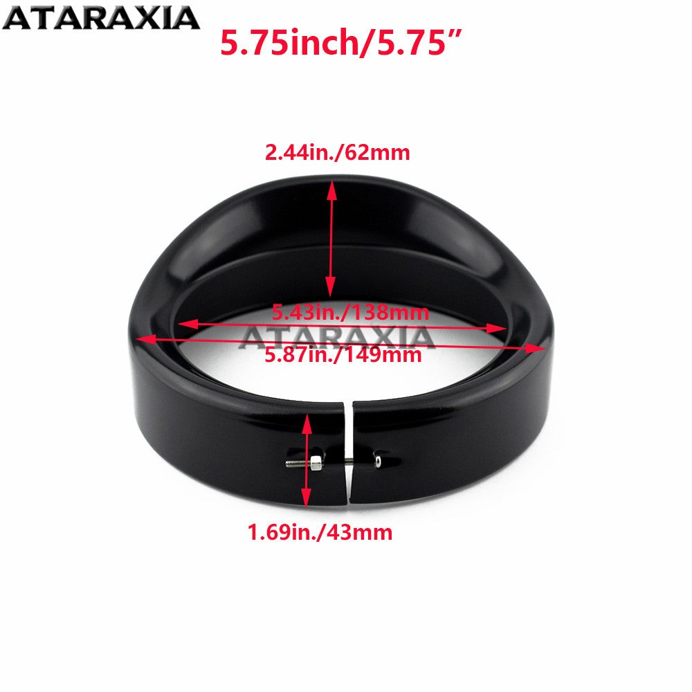 5.75" 4.5" 7inch Farol de neblina para motocicleta, viseira, moldura do farol, anel de acabamento, capa de farol de LED para Harley Softail Fat Boy