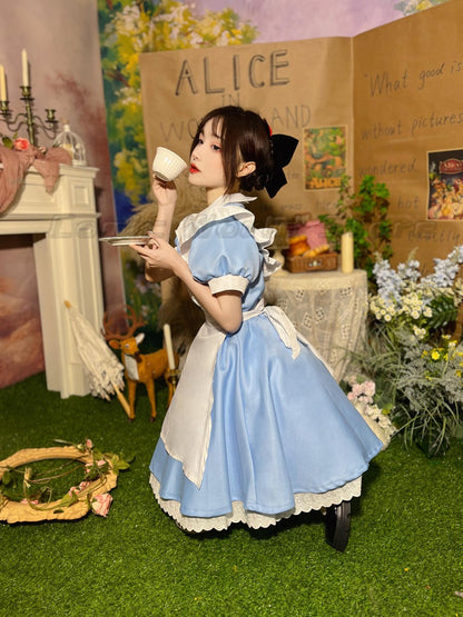 Lolita Dress Maid Apron Fantasia Halloween Carnival Party Costume for Women Masquerade Party Alice In Wonderland Cosplay Costume