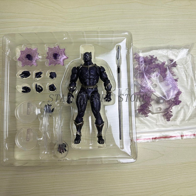Amazing Yamaguchi Black Panther Action Figure Collection Model 15cm Kaiyodo Revoltech #030 Marvel T Challa Movable Figurine Toys