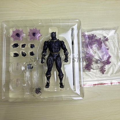 Amazing Yamaguchi Black Panther Action Figure Collection Model 15cm Kaiyodo Revoltech #030 Marvel T Challa Movable Figurine Toys