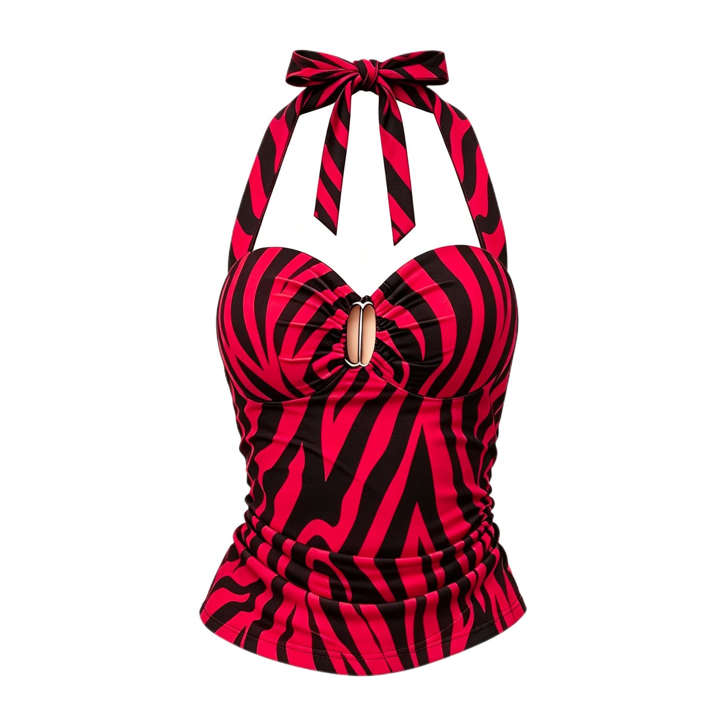 Infatuated with Nikki cosplay costume zebra print backless top faux leather workwear shorts punk street style Halloween carnival