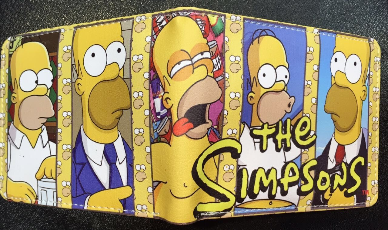 Carteira Dobrável Marvel Vingadores Os Simpsons Bonecos de Anime Masculina Infantil Porta-Cartões de Identidade com Prendedor de Dinheiro Bolsa de Presente de Desenhos Animados