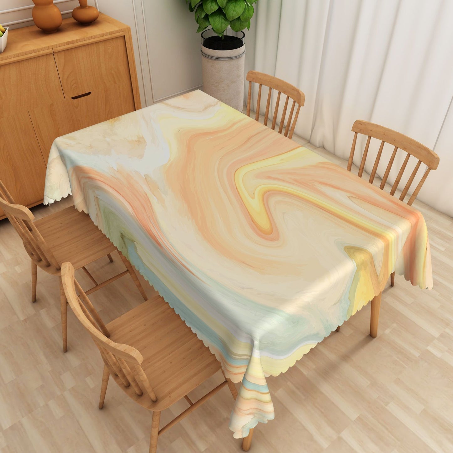 Marble Pattern Tablecloth Rectangular Polyester Dining Table Cover for Home Kitchen Restaurant Holiday Indoor/Outdoor Party