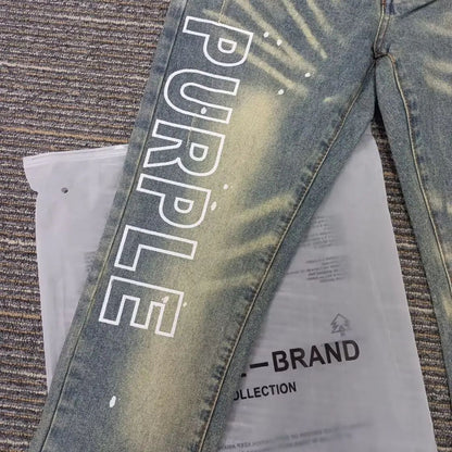 Calça Jeans Masculina Hip Hop Estilo Hong Kong Verão Nova Estampa de Letras Streetwear Tendência Calças Compridas Legais e Bonitas Transfronteiriças