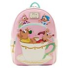 Mochila Loungefly Mini Princessa Gus e Jaq Teacup 70º Aniversário Lenticular Série Cinderela