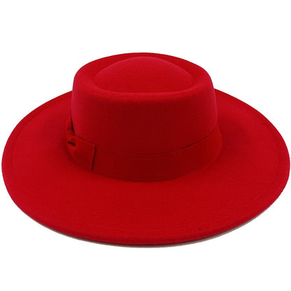 Chapéu Fedora unissex de inverno, superfície circular côncava e convexa, chapéu de jazz de feltro liso, elegante para homens e mulheres.
