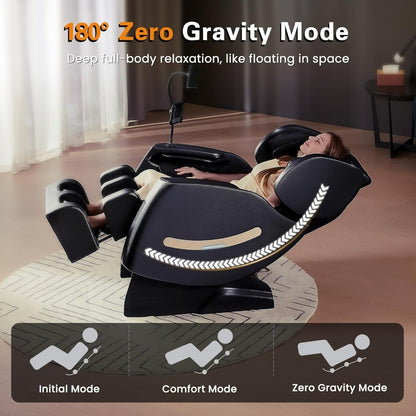 Massage Chair Full Body - Zero Gravity Massage Chair with 4D L-Track Roller System, Full Body Air Compression, Heat Therapy & Sm