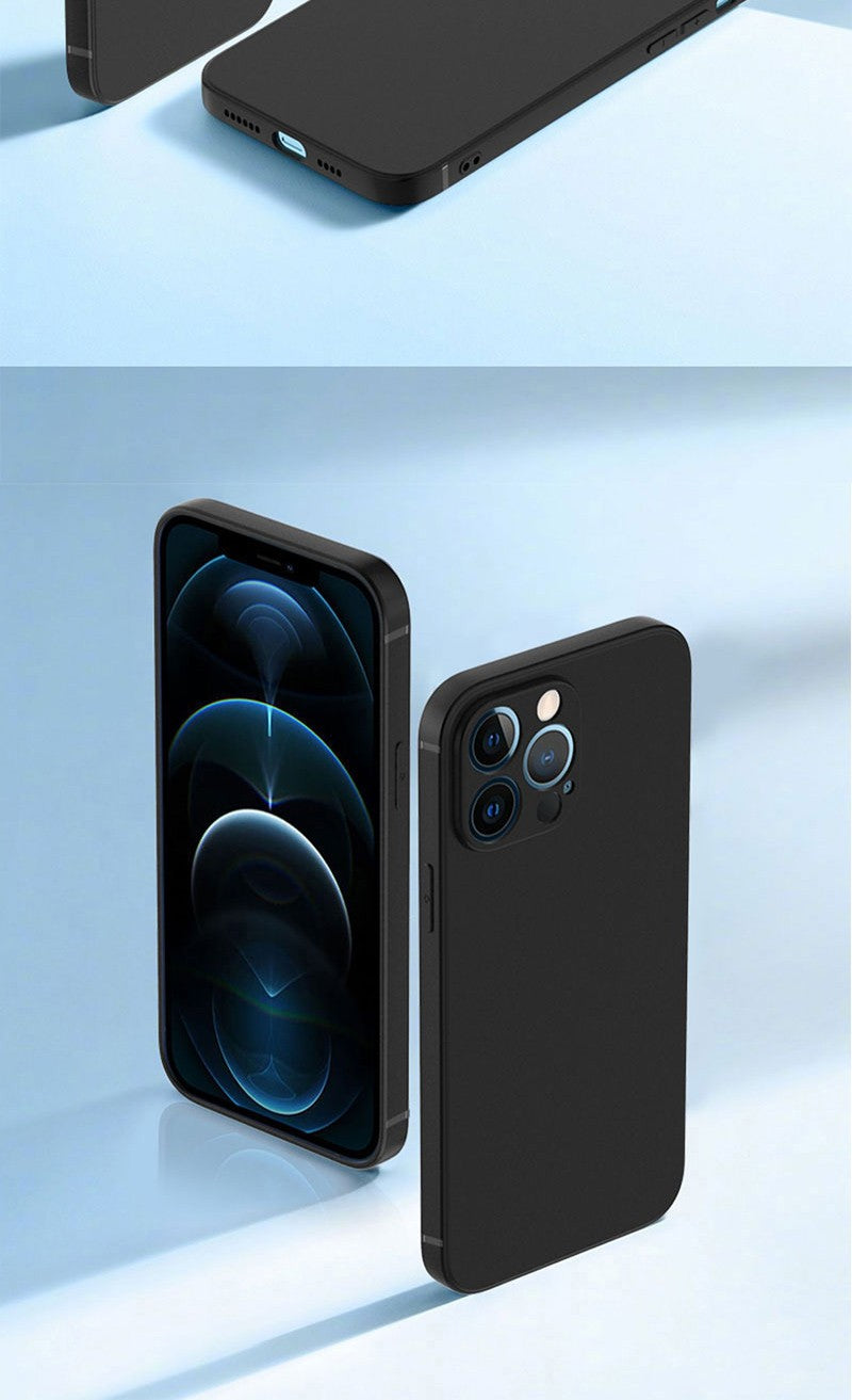 Capa de Telefone Preta de Luxo para iPhone 16 15 14 11 12 13 Pro Max 7 8 Plus 13 Mini 16E SE 2022 Xr X Xs Capa Traseira Fosca Macia
