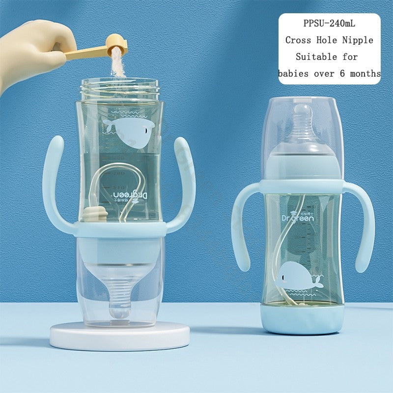 Dr.Green Wide Mouth Newborn baby bottles PPSU Washable Bottles Forward and reverse bi-directional scale inverted milk brewing