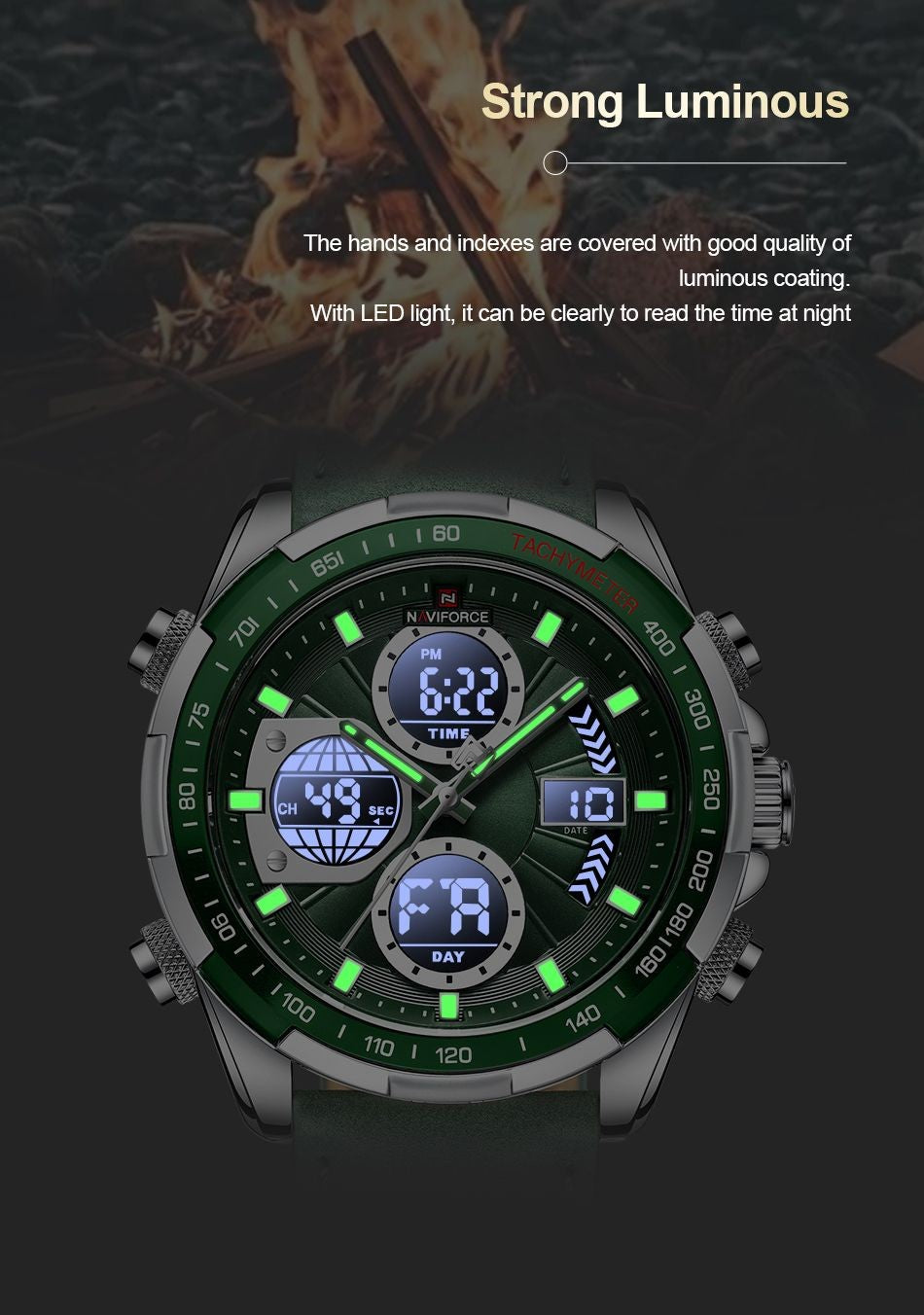 NAVIFORCE Men Military watch Multifunction Chronograph Sports 3ATM Waterproof alarm mode Day And Date Display Male Gifts Clocks