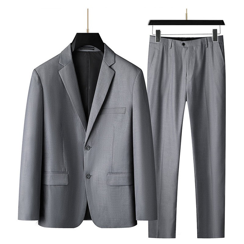 Men's 2025 Business Casual Suit And Trousers Two-Piece Set Large Size XL-9XL Handsome Solid Color All-In-One Wedding Dress