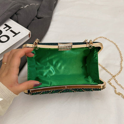 Luxury Women's Evening Bag Sparkling Rhinestone Handbag Fashion Chain Crossbody Bag Elegant Wedding Dress Party Banquet Clutch