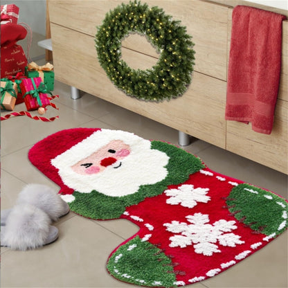 Christmas Mats Imitation Cashmere Carpet Bathroom Room Living Room Absorbent Non Slip Floor Mat Carpet Door Mat Home Party Decor