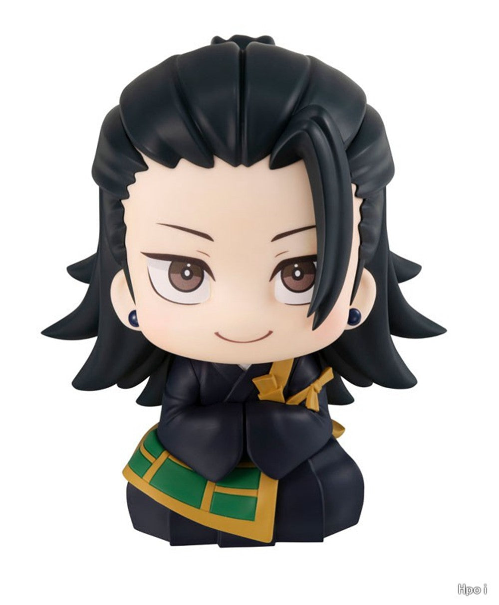 10CM Anime Jujutsu Kaisen Geto Suguru Colegial Satoru Gojo Look Up Sentado Fofo Versão Q Modelo de Brinquedo de Presente Boneco de Ação