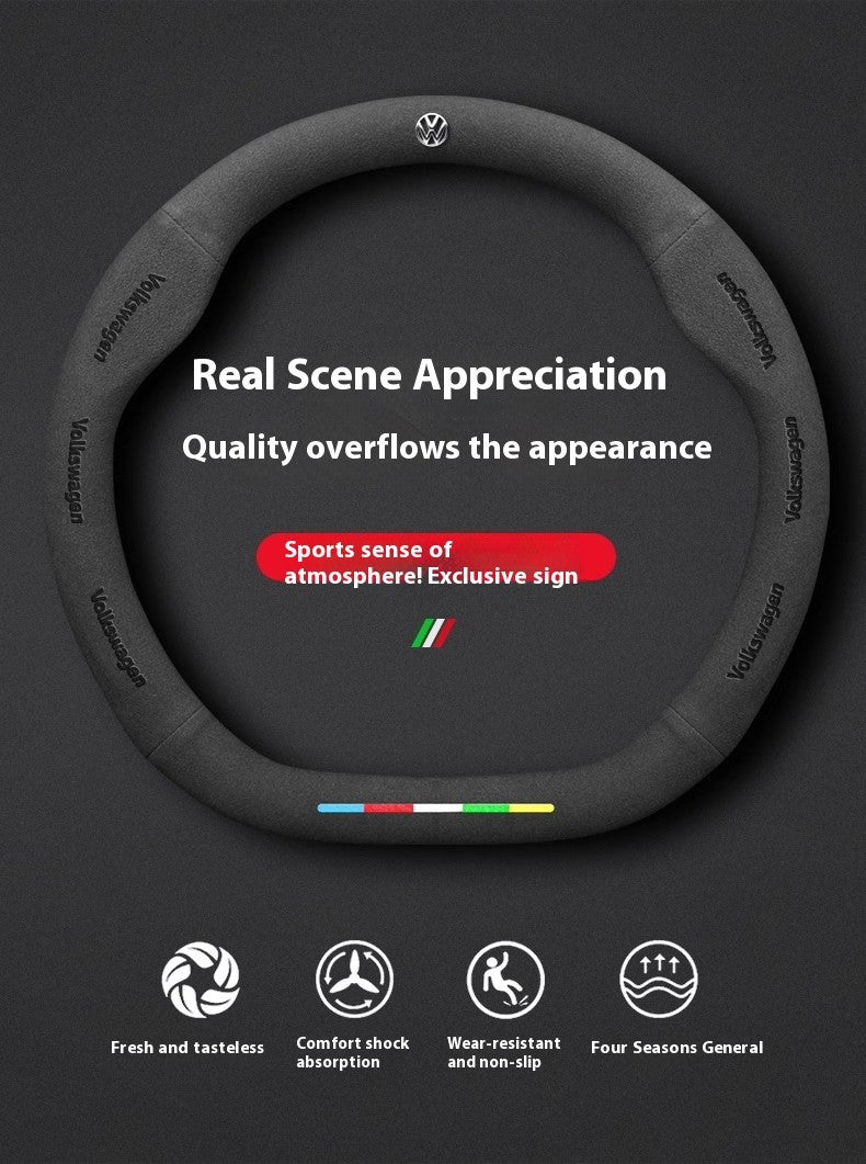 Car Suede Anti-Slip Steering Wheel Cover For Volkswagen Passat Golf 5 GTI Beetle Tiguan Touareg Polo T-ROC T-Cross Magotan Jeeta