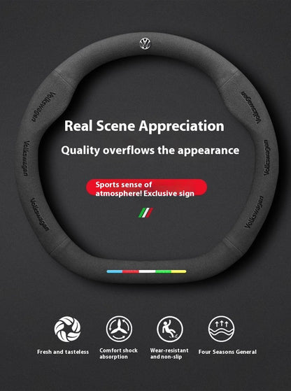 Car Suede Anti-Slip Steering Wheel Cover For Volkswagen Passat Golf 5 GTI Beetle Tiguan Touareg Polo T-ROC T-Cross Magotan Jeeta