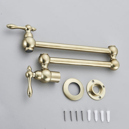 Brushed Gold Rotated Kitchen Sink Faucet Cold Water Tap Brass Basin Sink Swivel Faucets Wall Mounted Faucet