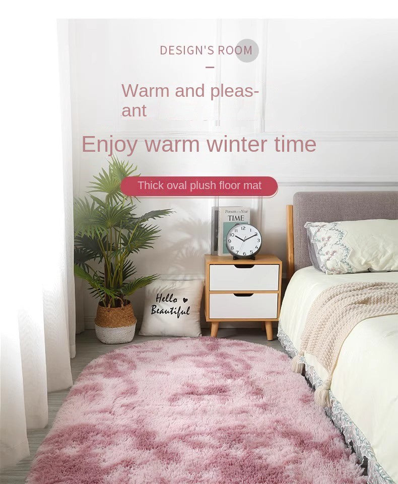 Tie-Dye Oval Living Room Rug Comfortable Soft Home Decor Floor Cushion Sofa Eend Table Bedroom Fluffy Non-Slip Plush Bed Rug
