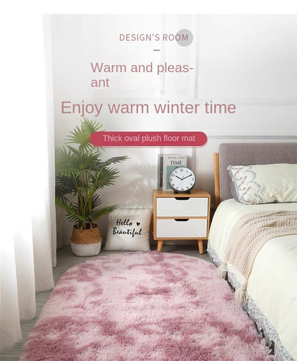 Tie-Dye Oval Living Room Rug Comfortable Soft Home Decor Floor Cushion Sofa Eend Table Bedroom Fluffy Non-Slip Plush Bed Rug